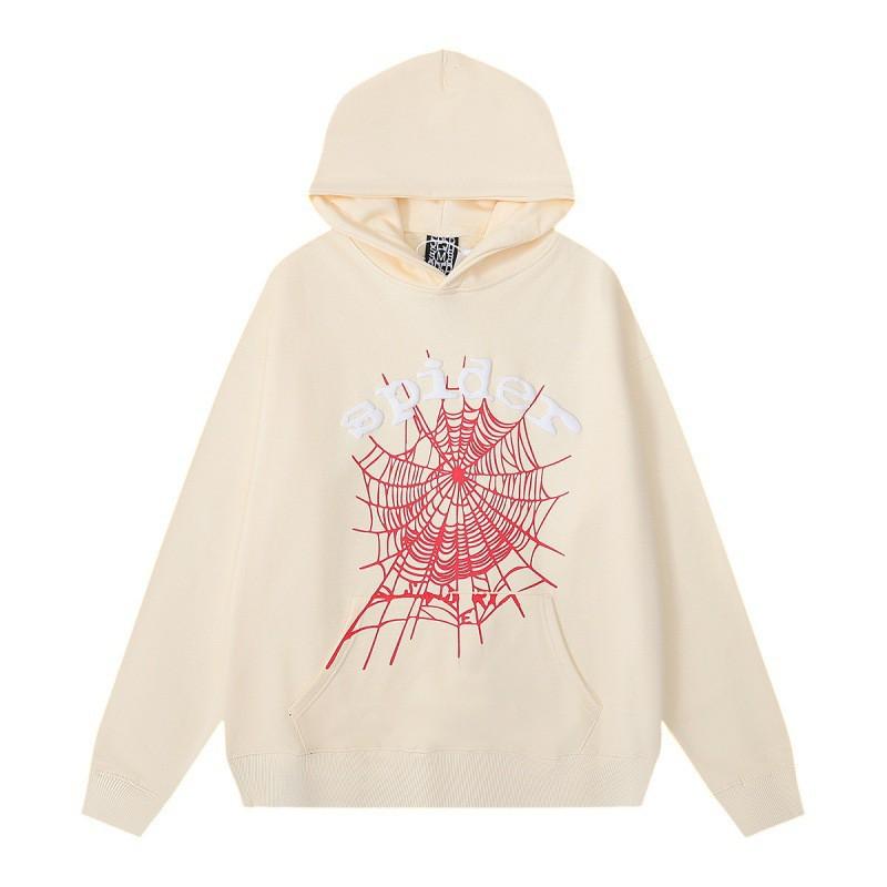 Spider Web Print Hooded Sweatshirt Set Men Women Loose Fit Cotton Fleece Streetwear Winter Outfit