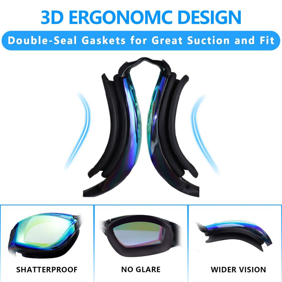 Keary Swim Goggles 2 Pack Anti-Fog Swimming Goggles for Adult Women Men Youth Junior Kids No Leaking UV Protection Waterproof Mirrored Lens Triathlon