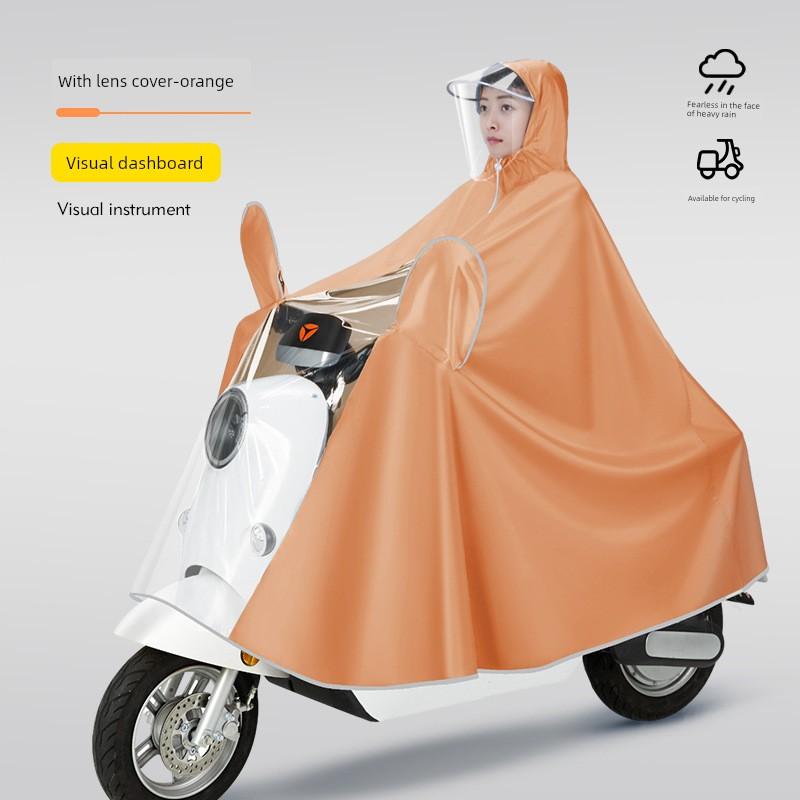 Electric Motorcycle Raincoat for Women, Single-Person, Oversized, Thickened, Long, Full-Body, Storm-Proof Riding Poncho