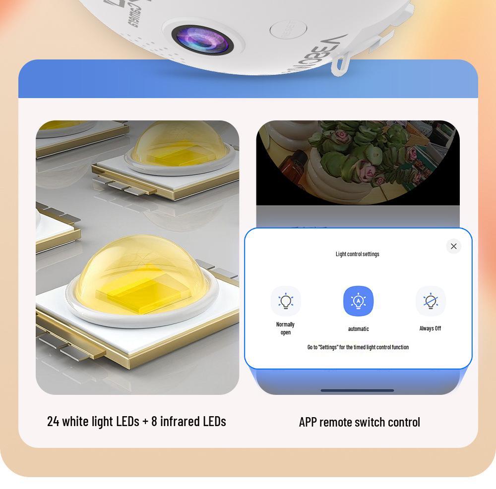 V380 Panoramic WiFi Bulb Camera with Dual-Light Night Vision & Remote Control