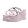 Summer Platform Women Slippers Rhinestone Wedges Shoes for Women Cross Strap Casaul Female Outdoor High Heel Solid Sandal Slides