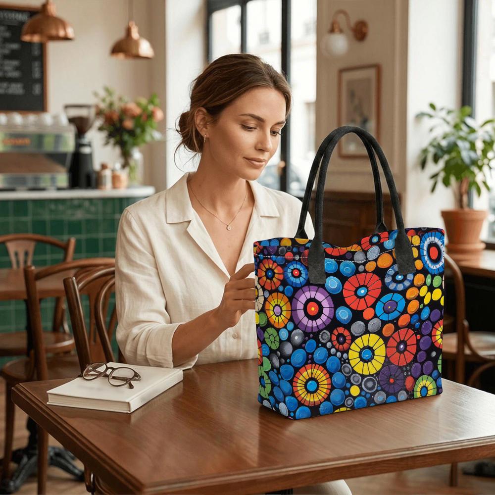 Colorful Floral Print Women Tote Bag Casual Large Capacity Shoulder Handbag for Daily Use
