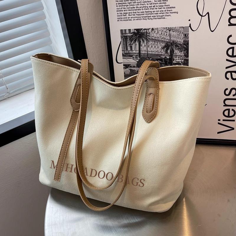 Холщовая сумка большой вместимости женская 2025 новая повседневная сумка через плечо сумка для занятий для студентов колледжа сумка для поездок на работу сумка-тоут