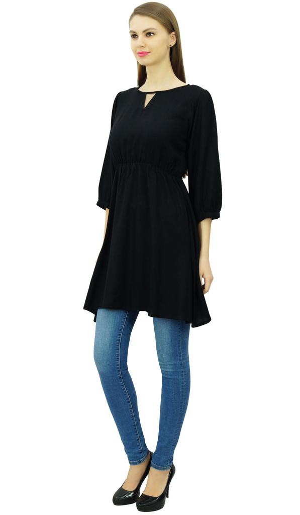 Phagun Women Tunic Top Short Kurti Elastic Waist Indian Ethnic Blouse