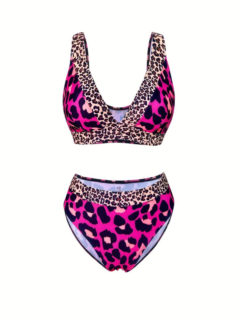 Cross-border Split Swimsuit Two-piece Leopard Print Bikini European and American Foreign Trade Swimwear Factory Supply Wholesale