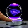 3D Galaxy Crystal Ball with LED Light Base Glass Planet Sphere Galaxy Model Figurine Night Light Astronomy Decoration Gifts