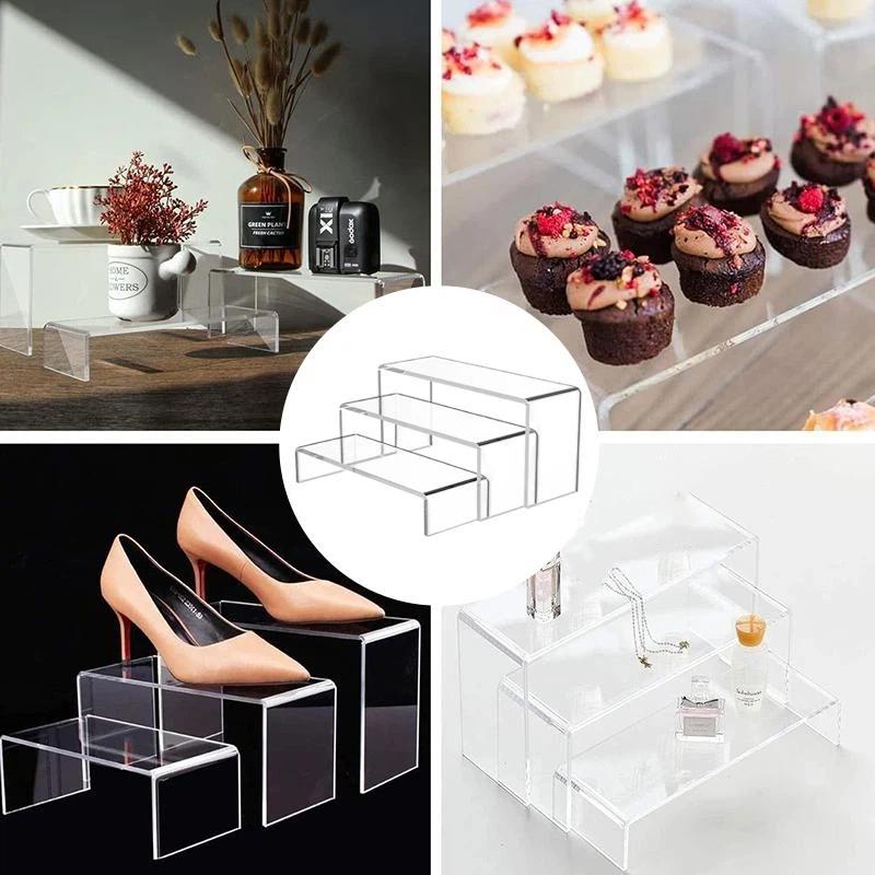 Desktop Display Stand Acrylic Multi Layer Transparent Storage Rack for Classroom Supplies Office Desk Organizer