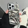 Electroplate Silvery 3D Wrinkle Phone Case For For Iphone 17 16 15 14 13 11 12 17 Pro Max Air Water Ripple Shockproof Cover