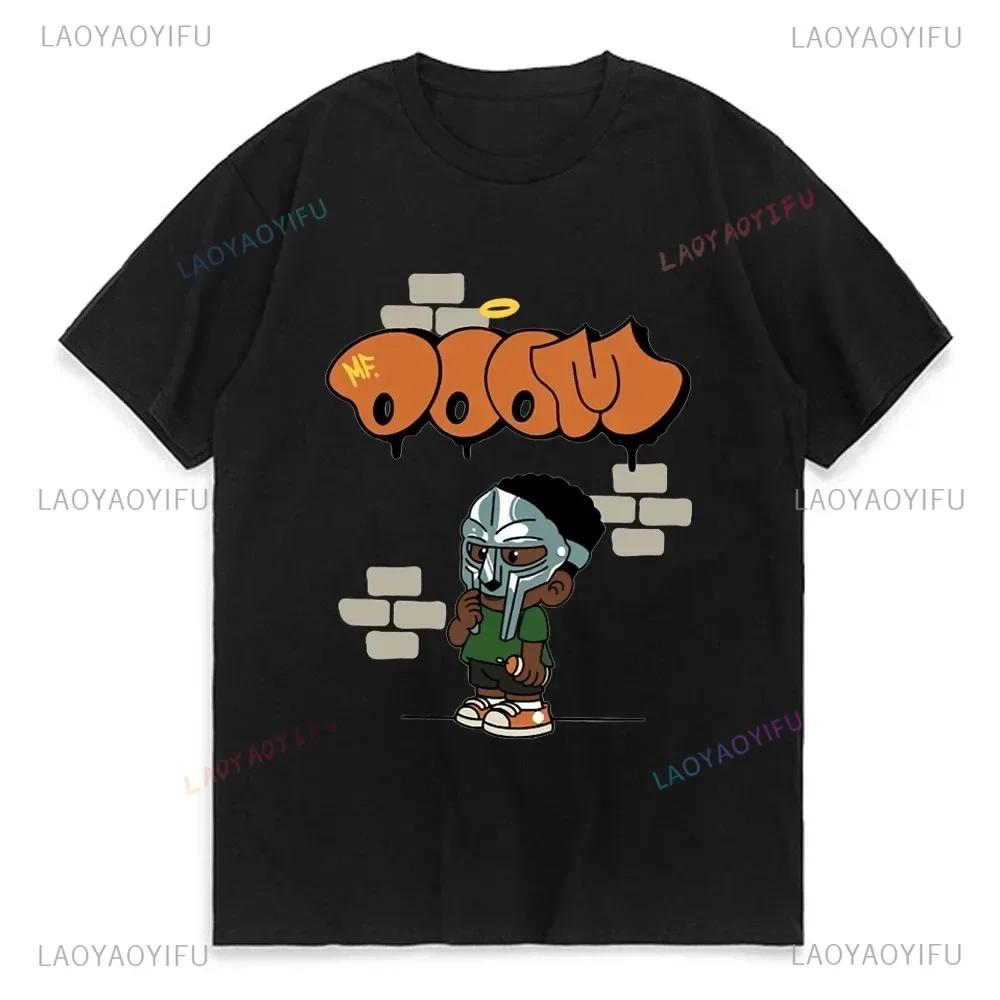 2024 Смешные мужские футболки Певица Mf Doom Madlib Madvillain Двусторонние топы Мужская хип-хоп одежда Повседневный стиль Графические футболки