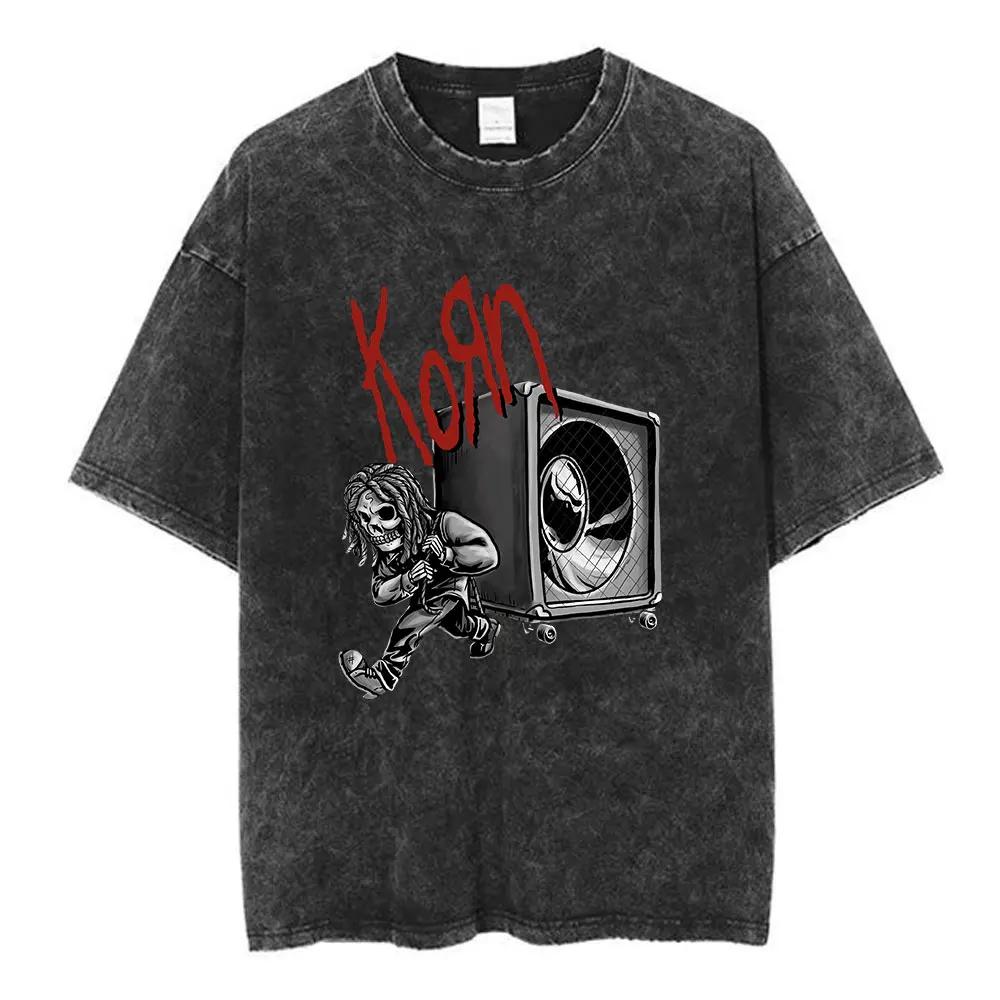 Korn Follow The Leader Got The Life Washed T Shirts Men Women Classic Metal Gothic Rock Band Tshirts Vintage Oversized Tshirt