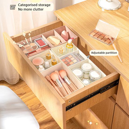 Adjustable Drawer Divider Box Multi-Compartment Drawer Organizer Desk Storage Box with Removable Dividers for Cosmetics Snacks