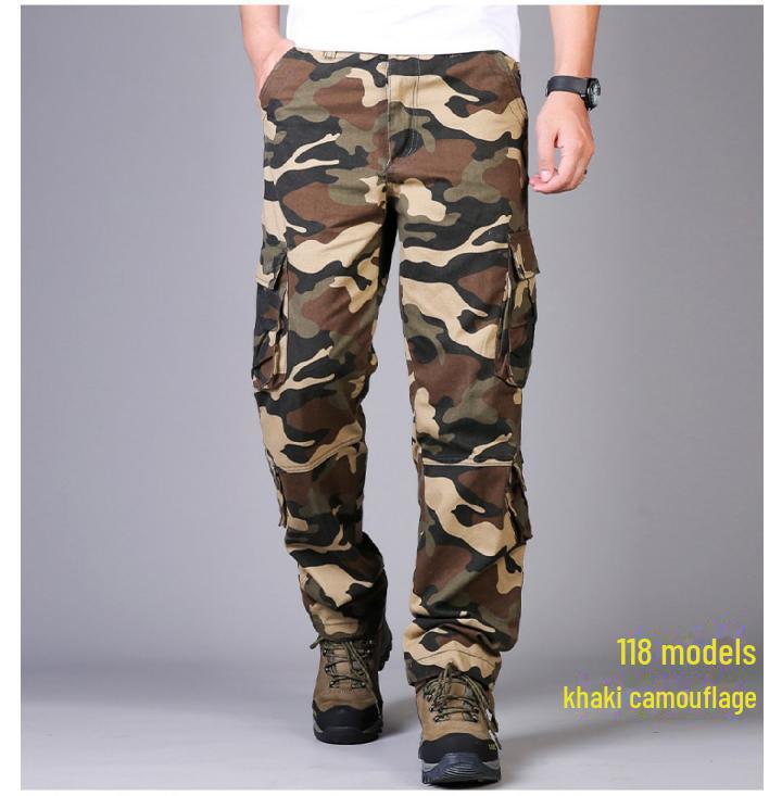 Мужские сверхпрочные хлопковые брюки камуфляжной расцветки – Прочные, износостойкие, повседневные комбинезоны в военном стиле больших размеров.