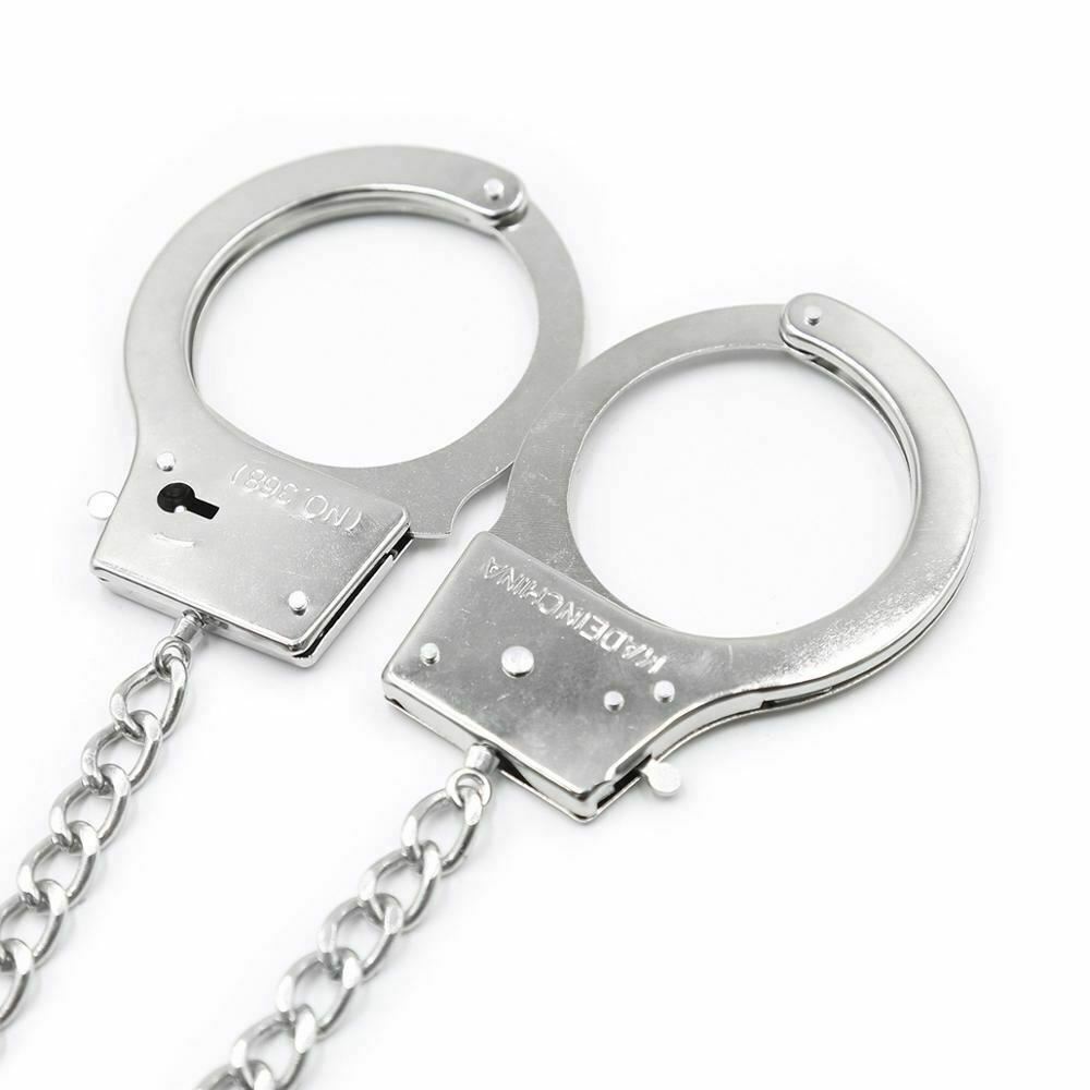 Metal Handcuffs Chain Anal Plug Restraints Kink Fetish Non Vibrating Butt Plugs