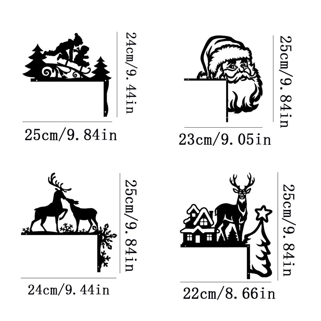 1Pc Christmas Door Corner Metal Sign, Christmas Elements, Christmas Door Sign, Christmas Home Decoration, Window Corner Decoration, Holiday