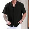 Men's Cuban Collar Shirt Short Sleeve Button Down Shirt Solid Color Loose Fit Casual Summer Beach Shirt for Daily Wear Vacation Work