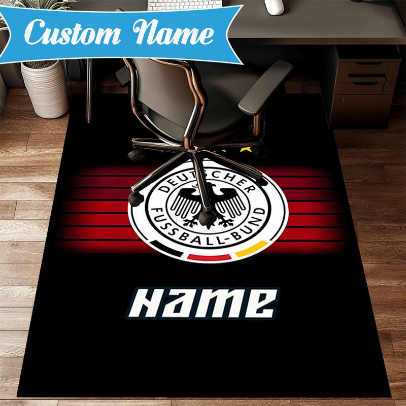 Custom Name German Football Crest Emblem Rug Game Carpet, Floor Mat for Bedroom Living Room Entryway Rug, Home Decor Idea Gift for Christmas birthday