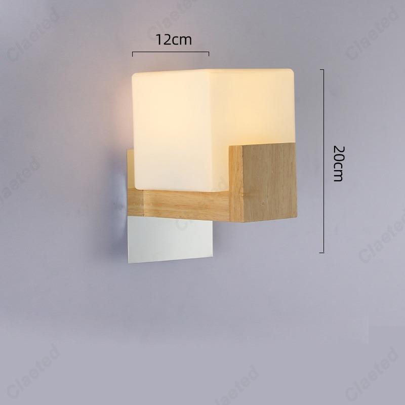LED Glass Lampshade E27 Wooden Wall Lamp Bedroom Bedside Wall Lamp Home Living Room Bedroom Hallway Balcony Lighting Fixture