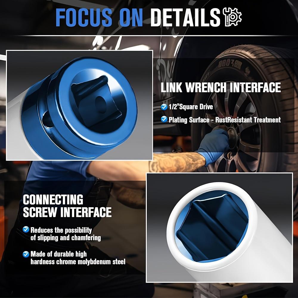 1/2" Привод Защита колеса Ударная головка, 7 шт. Набор глубоких ударных головок с тонкой стенкой, Не оставляющий следов Набор ударных головок для защиты шин