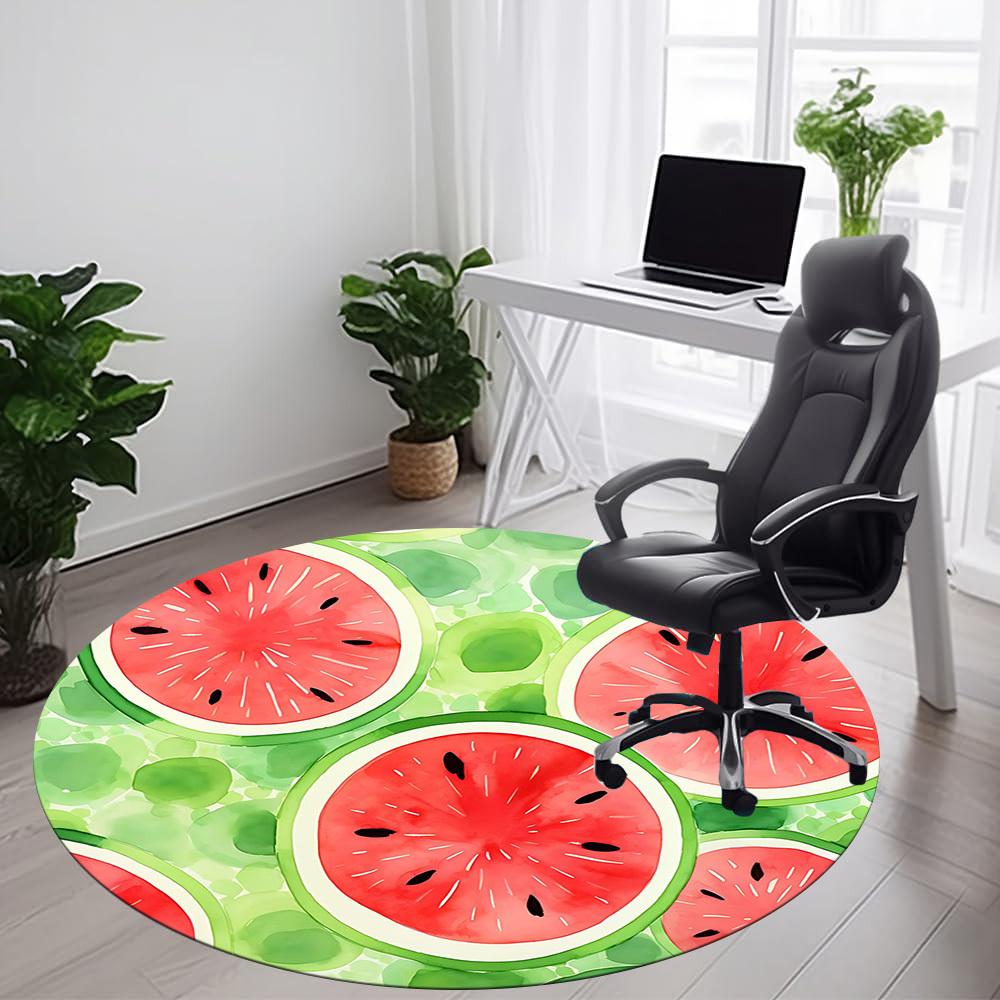 1PC Watermelon Pattern Office Round Area Rug, Mat Suitable For Office, Under Office Chairs Bedroom Living Room Home Decor, Room Deco