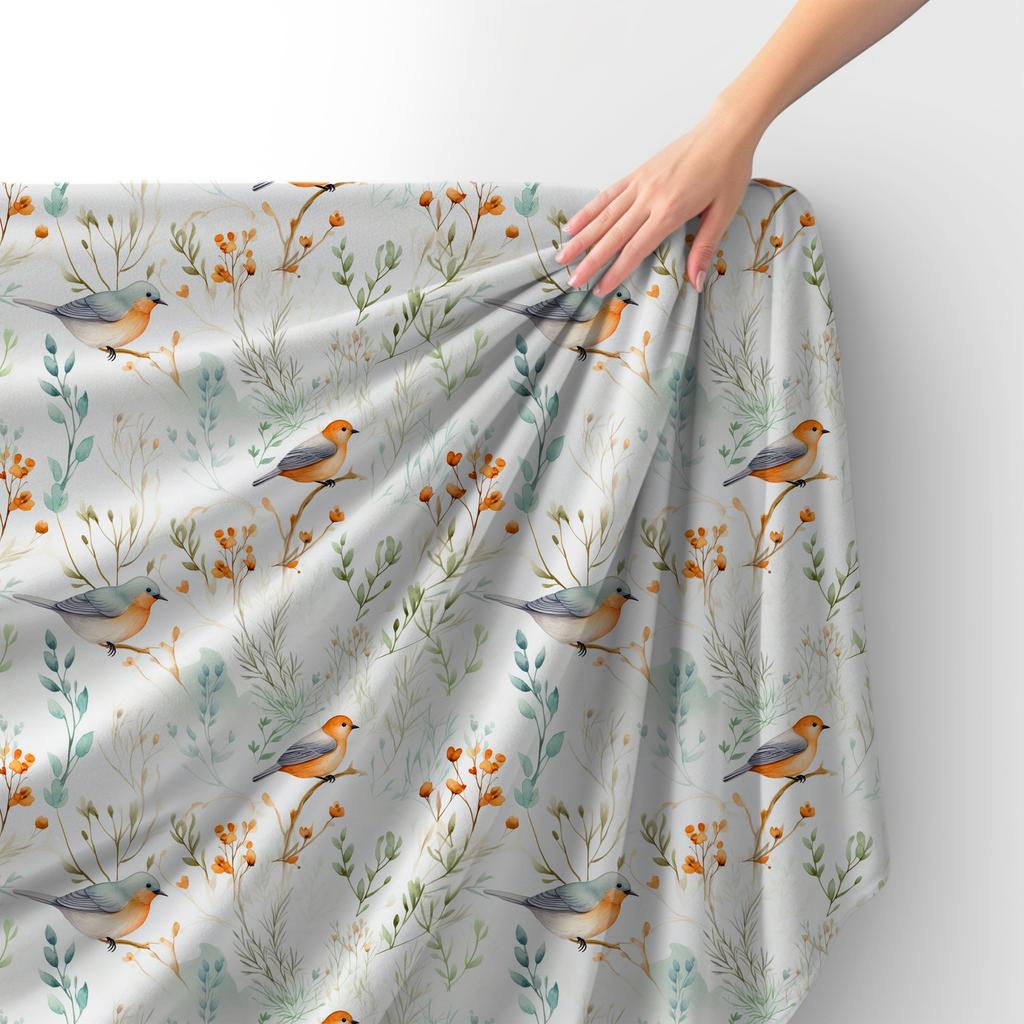 Royal Samt Stoff Polyester Zum Nähen - Motiv Vögel - Rdx2115