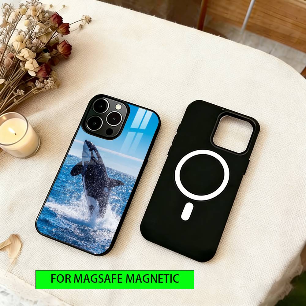 Чехол для телефона с морскими животными для iPhone 17, 16, 15, 14, 13, 12, 11 Plus, Pro, магнитный, для беспроводной зарядки Magsafe