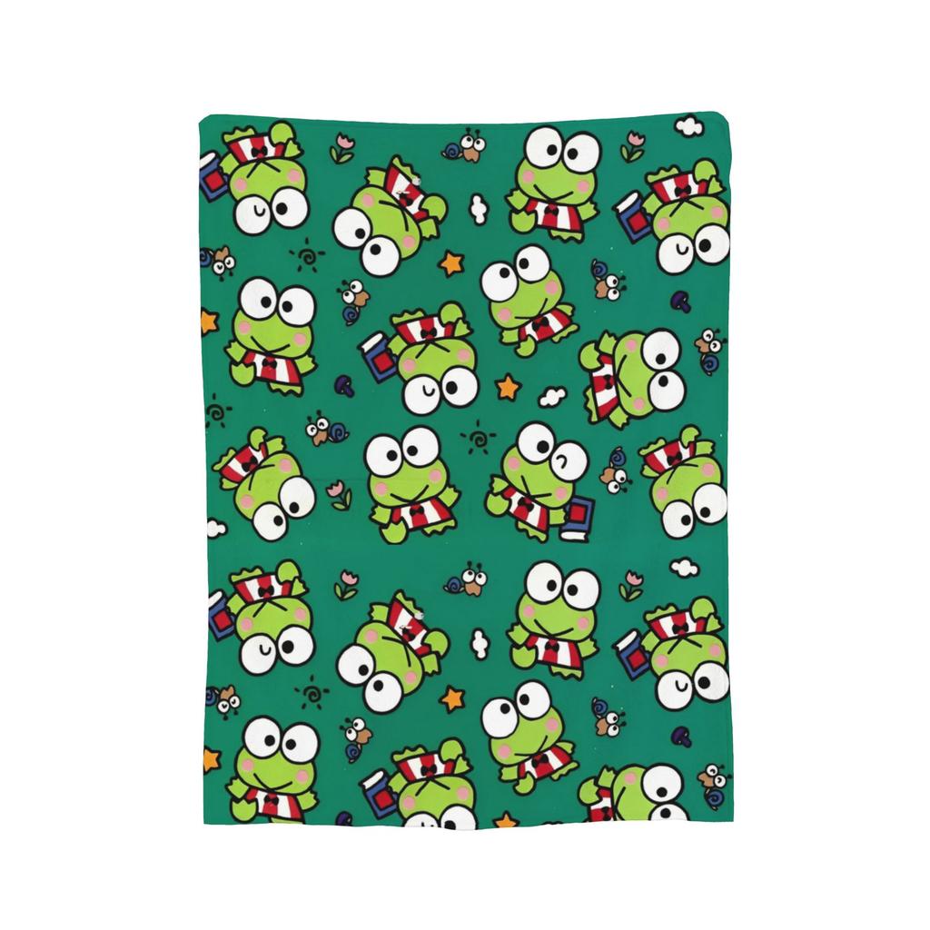 Keroppi Flannel Blankets Anime Fashion Throw Blankets for Home 125*100cm Bedspread,