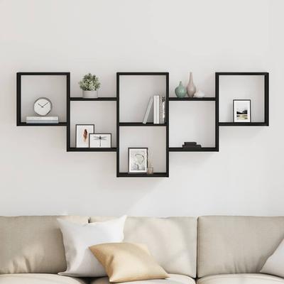 Wall Shelf Black Oak Look 159 X 18 X 66 Cm Wood Based Panel