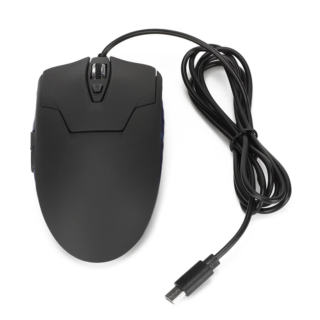 Wired Mouse Blue Backlit Type C Ergonomic Multimedia Keys Adjustable DPI Gaming Mouse for Gaming Office Study
