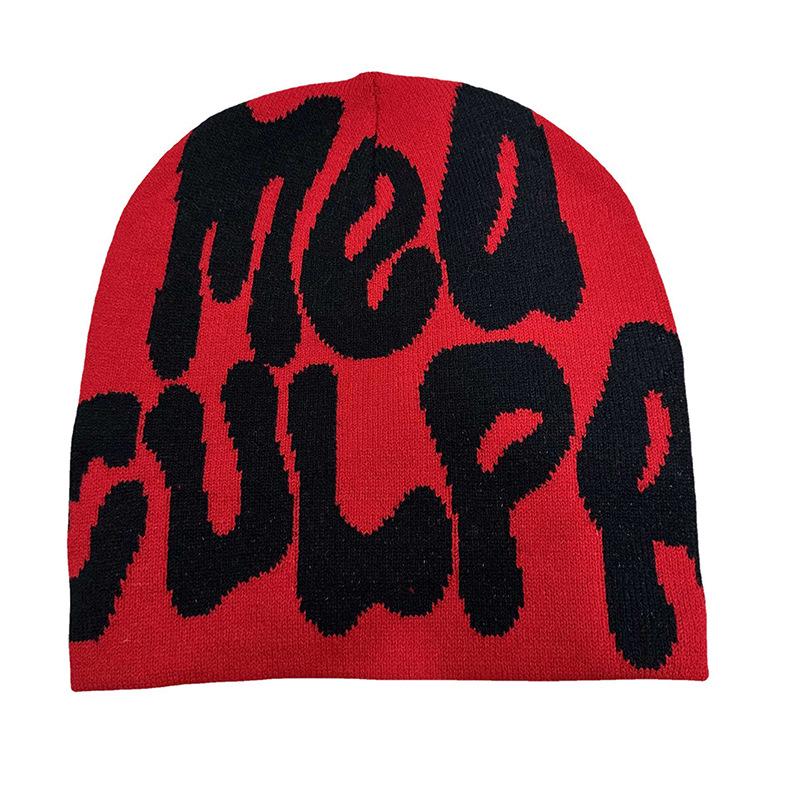 Hip Hop Trend Letter Knit Beanie - Unisex Wool Jacquard Hat