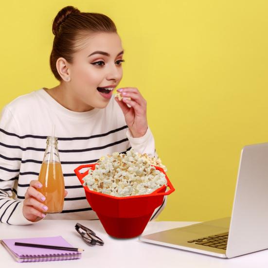 Силиконовая складная миска для попкорна в микроволновке с ручкой на крышке, экологически чистая, безотходная, высокая температура