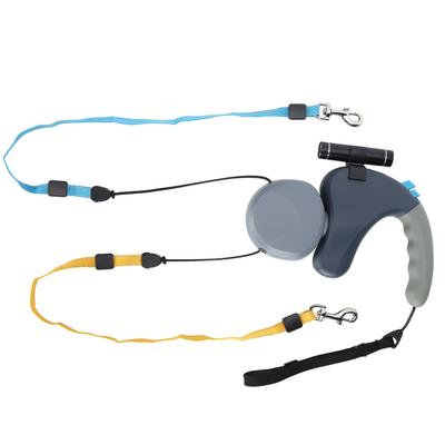 Pet DoubleHead Traction Rope Один для двух поводок для собак с двумя концами и светодиодной подсветкой(Серый )