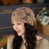 Women's Head Scarf Head Wrap Hat Lace Hair Loss Covering Summer Thin Hollow Handmade Woven Knit Beret