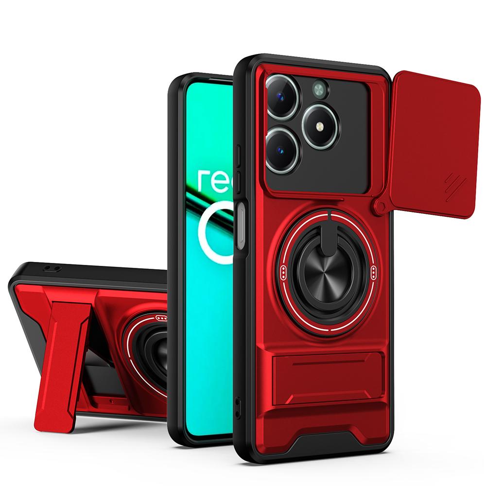 KEYSION Магнитный чехол для телефона OPPO Realme C61 C63 Защита камеры со сдвижной крышкой Вертикальная подставка 360 Кольцо Ударопрочная задняя крышка