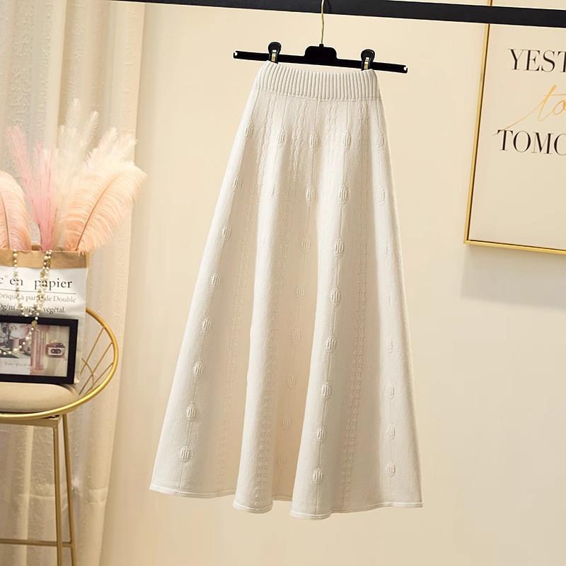 Womens High Waist Knitted Midi Skirt With Thick Woolen Material For Autumn Winter Elegance
