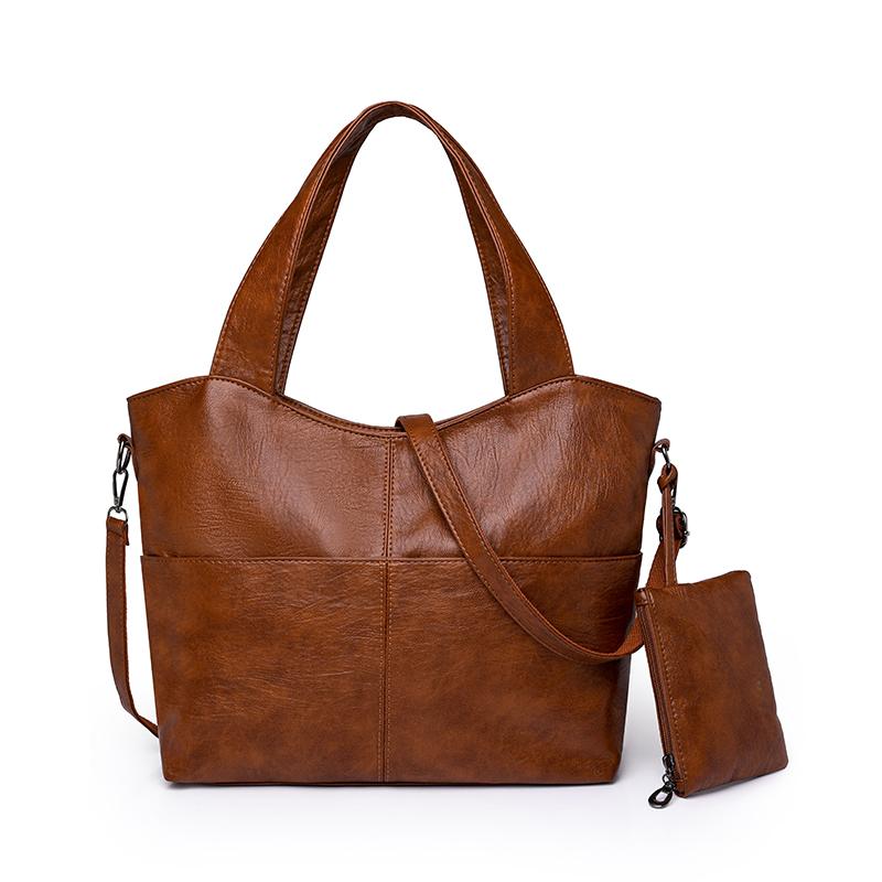 Большая сумка, однотонная сумка через плечо, женская кожаная сумка большой емкости