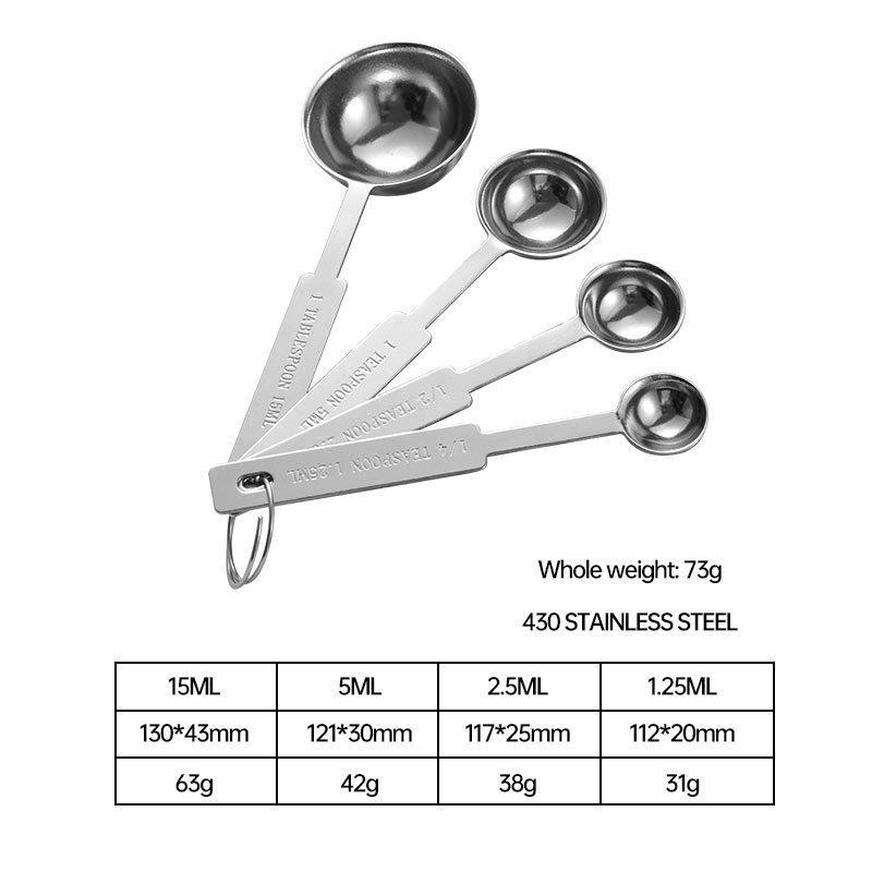 4PCS Measuring Cups Spoons Set For Baking Cake Pastry Utensils Stainless Steel Handle Flour Sugar Scoop Kitchen Measuring Tools