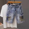 2024 Men's Trendy Loose Straight Denim Shorts: Mid-Length Youth Breeches