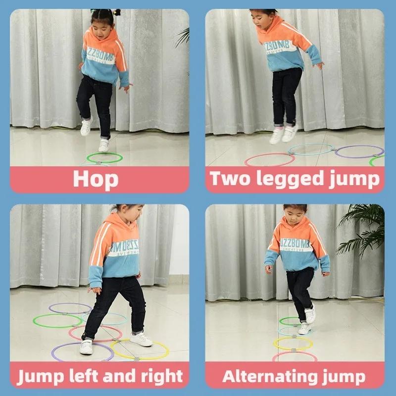 Детские забавные спортивные игрушки для занятий физкультурой на открытом воздухе, набор колец для прыжков с решеткой, игра с 10 обручами и 10 разъемами для игр в парке для мальчиков и девочек