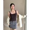 Basic One Cup Square Collar Autumn Winter Warm Small Vest Close To The Natural Inside with A Bottom Strap Underwear Woman