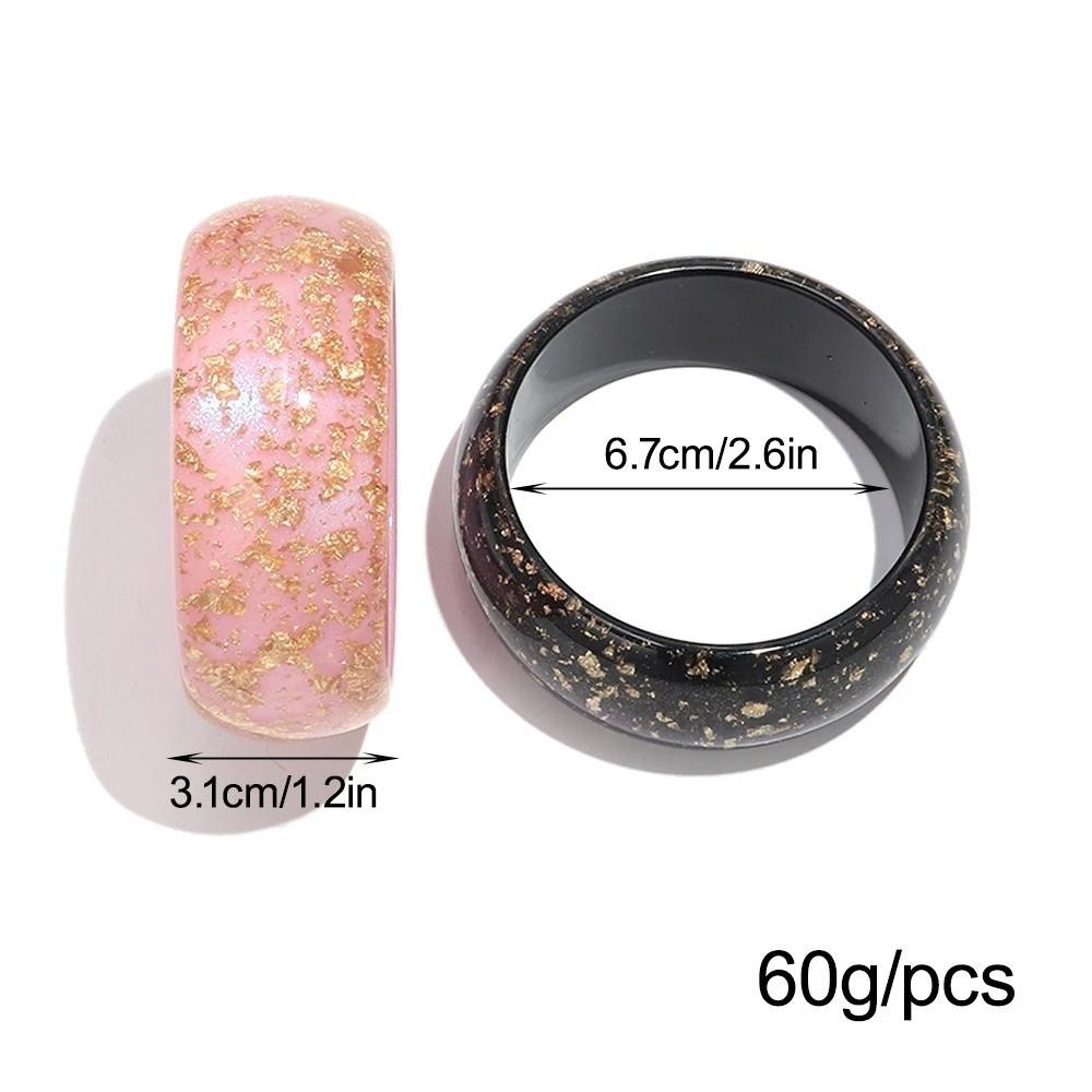 Gold Foil Round Bangles Glitter Resin Bangles Trendy Wide Bangles for Women