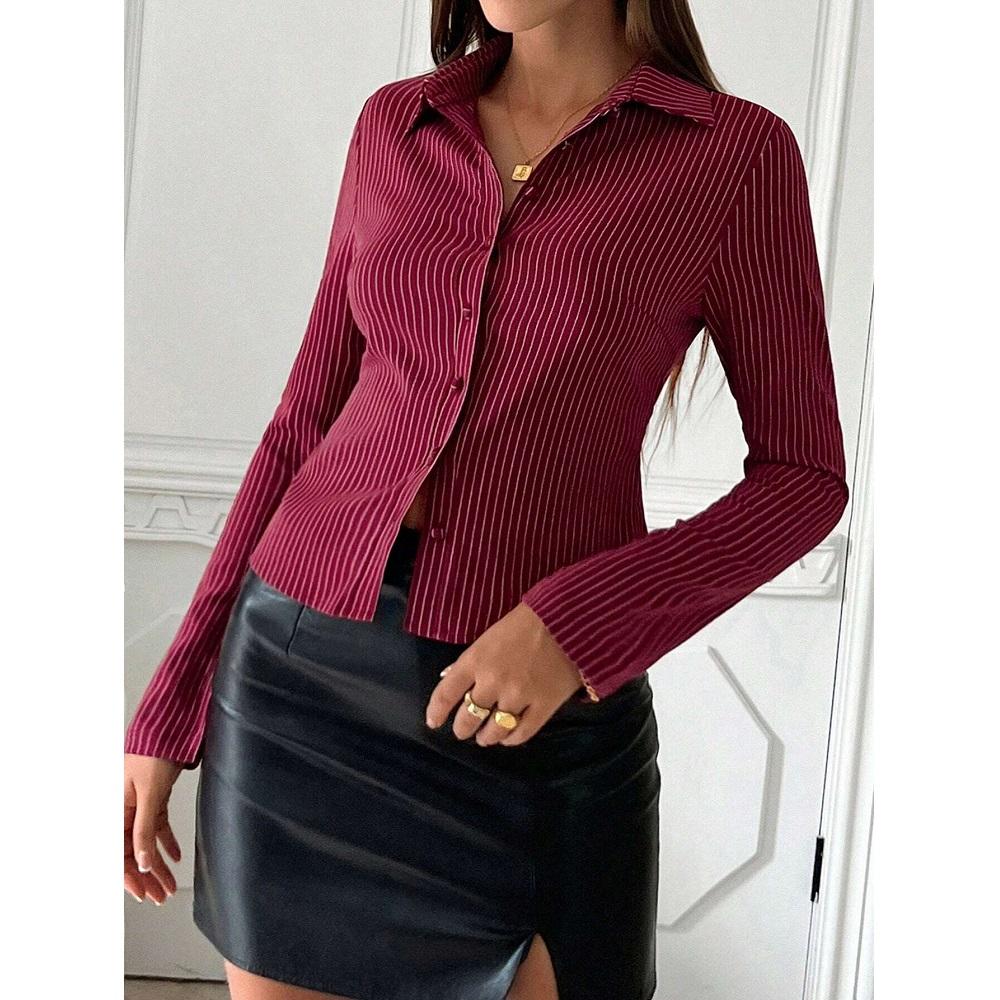 Shirts And Spring Women Autumn Blouses Ladies Striped Long Sleeve Single Breasted Shirt Tops