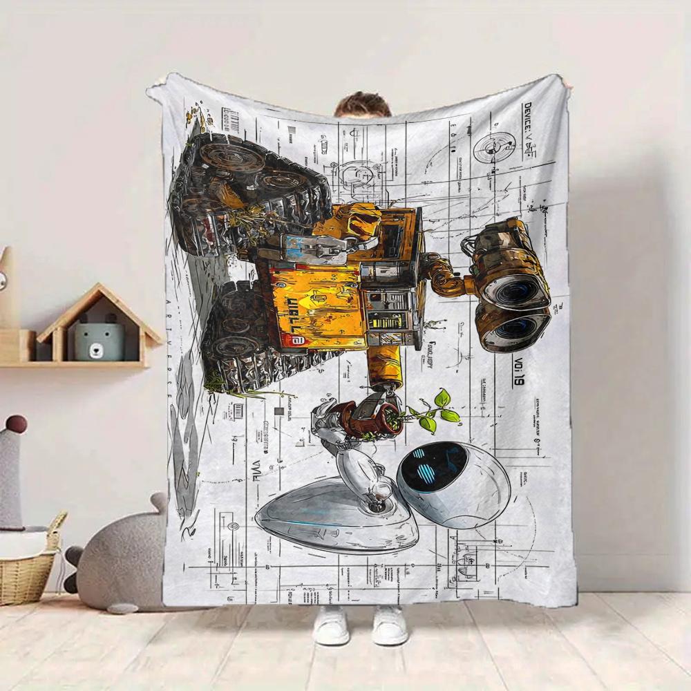 1Pc Robotic Dreams Growth Flannel Blanket, Soft And Comfortable, Casual Warm, Camping Travel, Christmas, Halloween Xmas Gift S1852