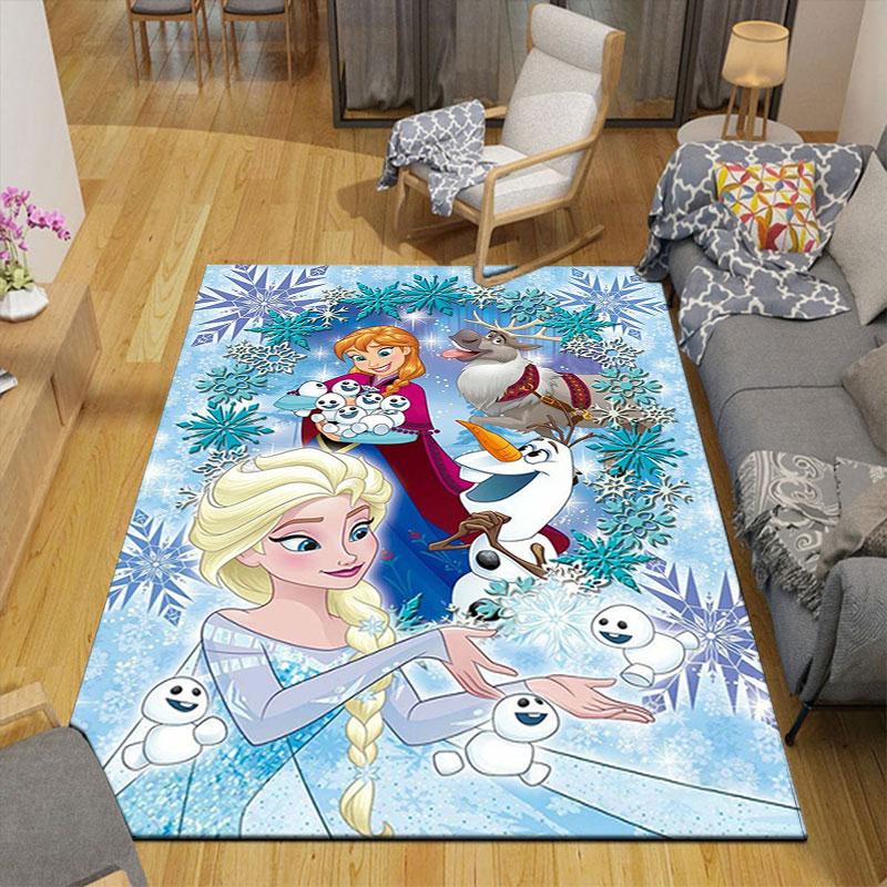 Frozen-themed floor protection rug, Elsa princess cartoon rug, suitable for room décor and as a gift.