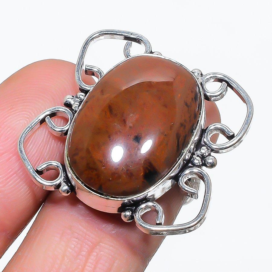 Красный обсидиан ручной работы, ювелирное изделие из стерлингового серебра 925 пробы, кольцо, размер 7 r8O70