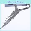 Rhinestone Decorative Fashionable Long Tassel Design Women Metal Necklace