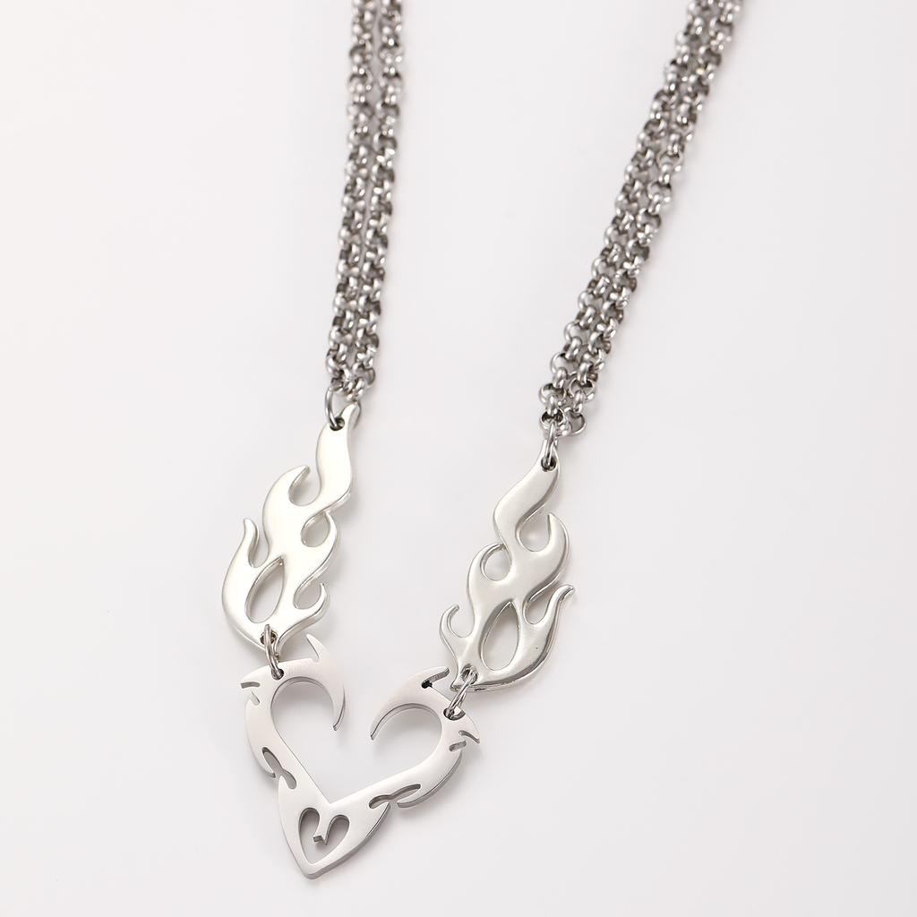 New Products Do Not Fade Fashionable Retro Flame Totem Hollow Personality Necklace Hip Hop Love Pendant Jewelry