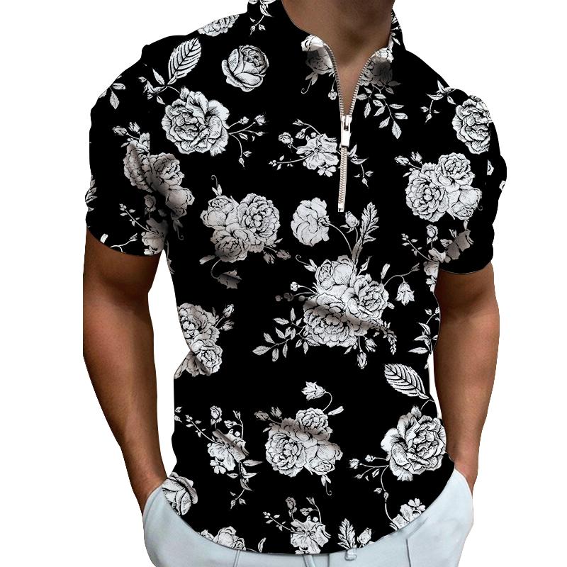 Summer Flowers Men New Fashion POLO Romantic Date Casual Party Short Sleeve T-shirt