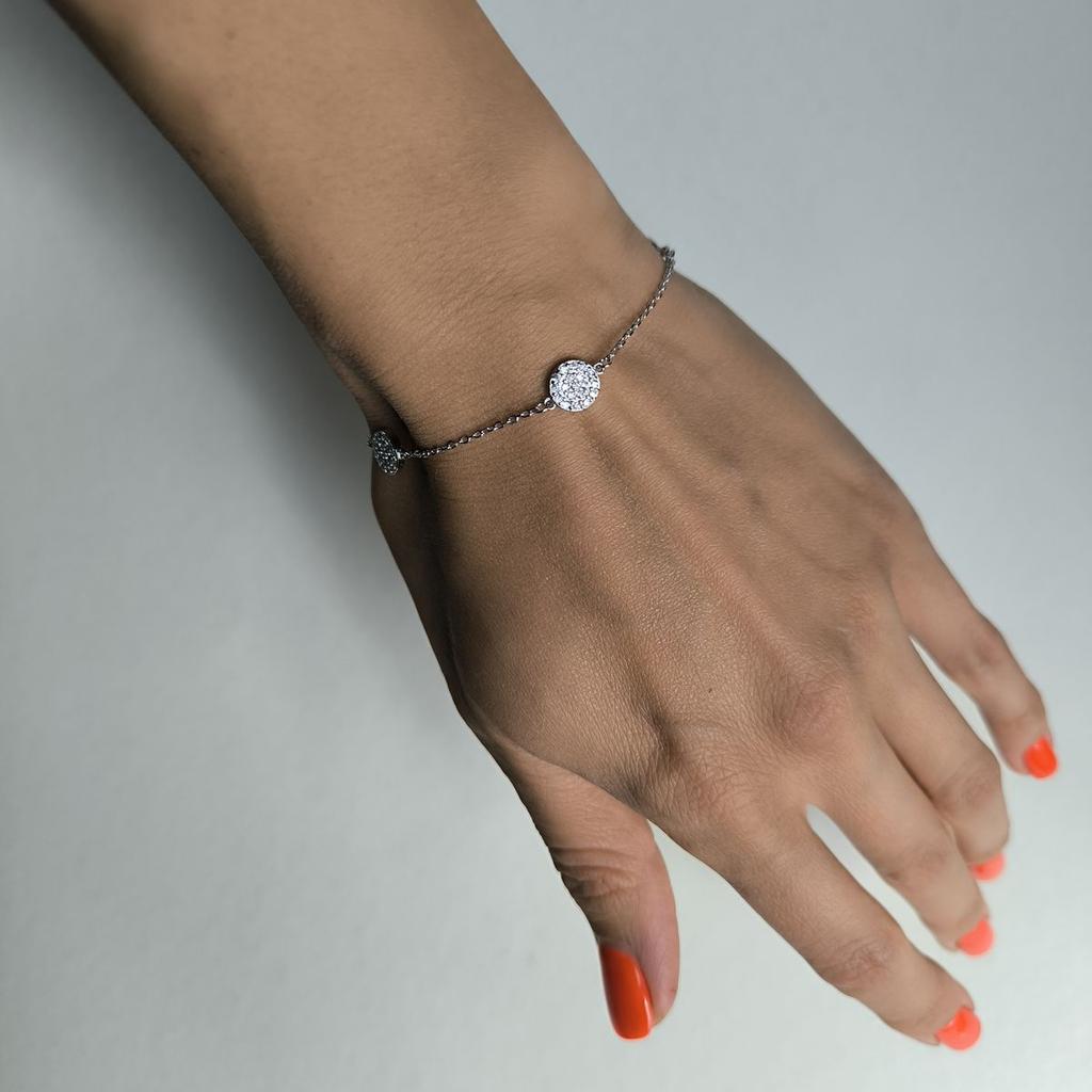Silver Bracelet with Cubic Zirconia, Product Weight 3.11 G (2183891)