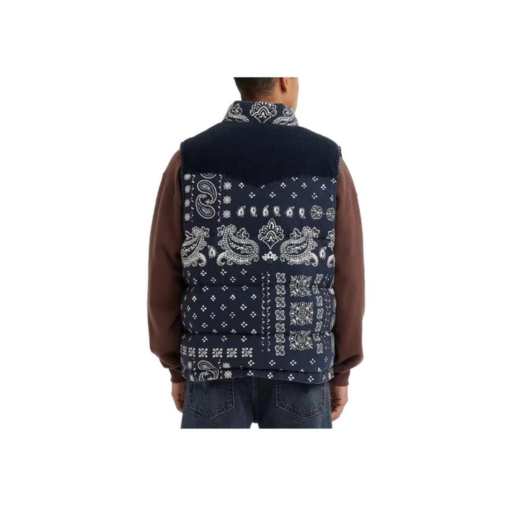 Levis Fashion Print Stand Collar Jacket Vest Men Outerwear Navy A5634-0001