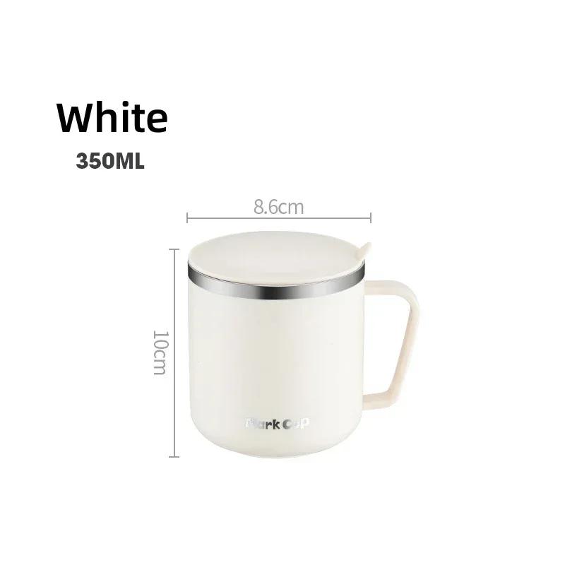 304 Stainless Steel Coffee Mugs Double Wall Portable Heat Insulation Anti-fall Afternoon Tea Cup with Cover and Handle Water Mug